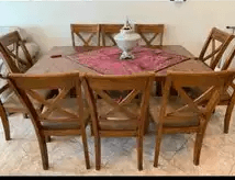 Dining room غرفه طعام
سفرة كاملة من أشلي أثاث أمريكي from ashly American furniture
سفرة في امكانية لتكبريها معها قطعتين للتكبير وهذا حجمها بدون تكبير
وبوفيه10 chairs
١٠ كراسي خشب زان والقاعده شموا
الح...
